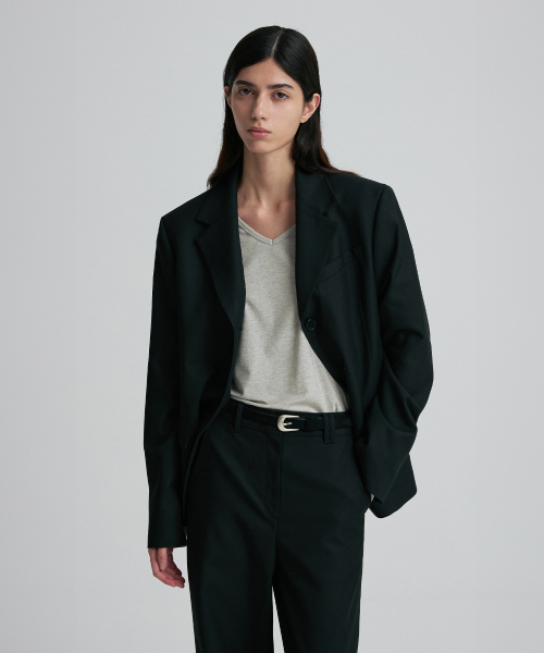 WOOL BLEND OVERSIZED BLAZER BLACK