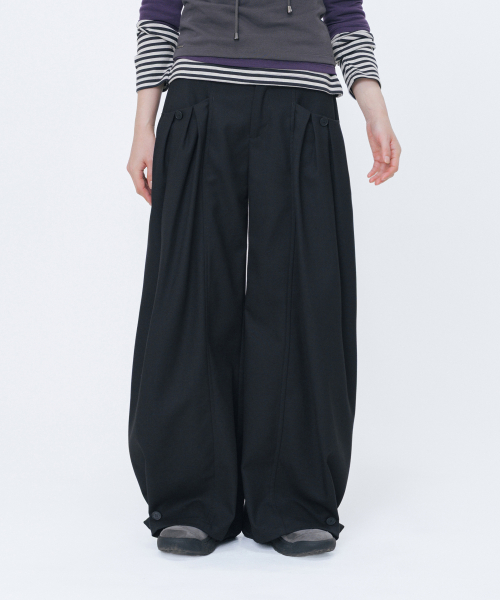 미세키서울 Multi pleats wide pants BLACK