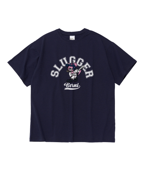 Baseball Playing BERNI Dry-Fit Short-Sleeve T-Shirt (Navy)