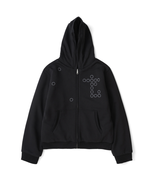 TCM reversible t logo hooded zip-up (black)