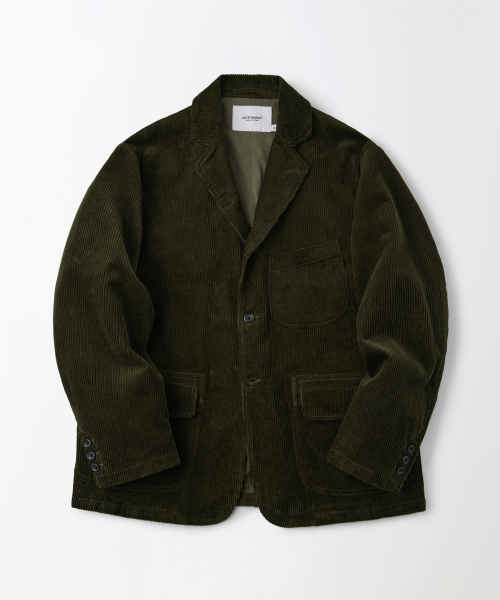 HIGH DENSITY CORDUROY CLASSIC 3-BUTTON JACKET_D.OLIVE