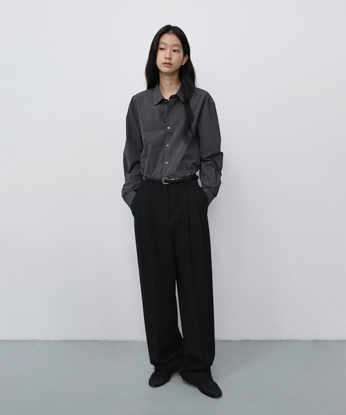 DOUBLE PLEATED WIDE SLACKS_UDPA6C213_BLACK