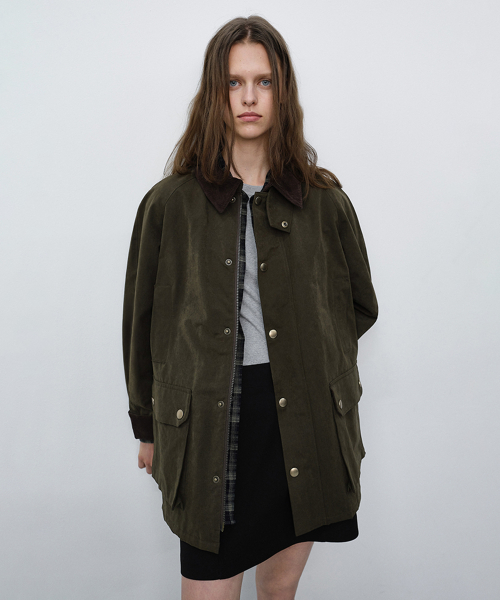UNISEX WAXED COTTON HUNTING JACKET_UDJU6C111_KHAKI