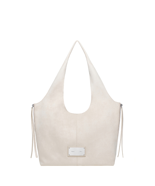 SIDE ZIP SUEDE SHOULDER BAG IN IVORY