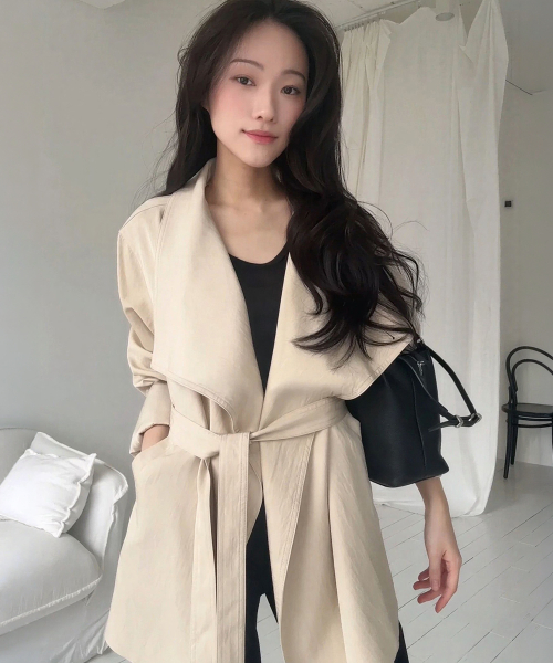 [2TYPE][2컬러] 르제로 벨티드 하프 트렌치 코트