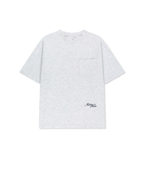 CALLIGRAPHY BACK LOGO POCKET TOP IN LIGHT GREY