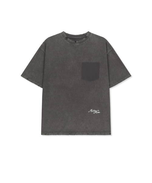 VINTAGE WASHED CALLIGRAPHY BACK LOGO TOP IN CHARCOAL