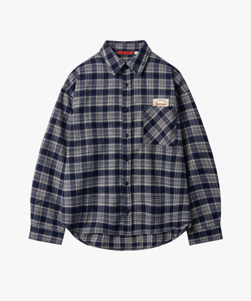 Vintage Semi-Crop Checked Shirts GEE267-112 Navy