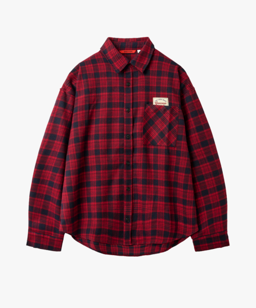 Vintage Semi Crop Check Shirts GEE267-112 Red