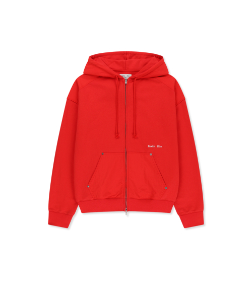 COLOR BLOCK HOODY ZIP UP IN RED