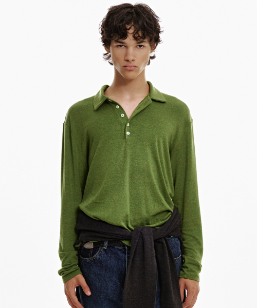 Merino 5-Button Collar T (green)