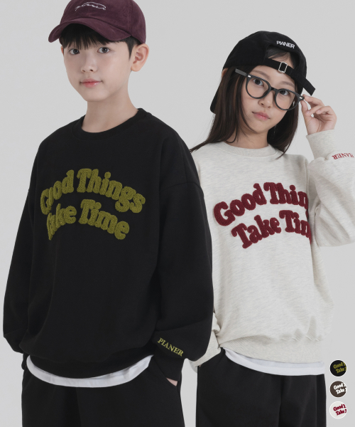 [2 PACK] 부클 자수 오버핏 맨투맨 (3color)