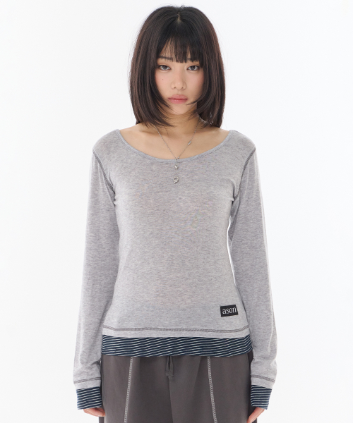 POINT LAYERED LONG SLEEVE / GRAY