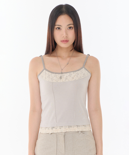 PEONY LACE LAYERED SLEEVELESS / BEIGE