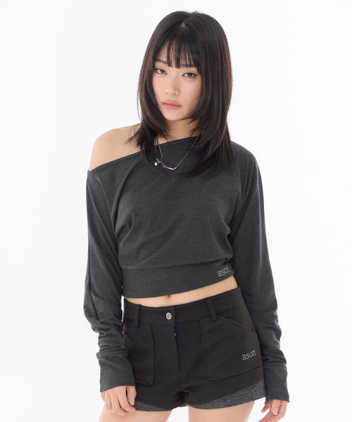 GLEAM OFF SHOULDER LONG SLEEVE / CHARCOAL