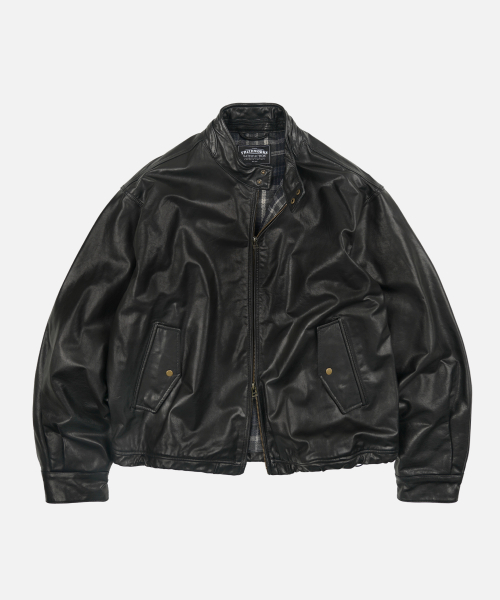 WAXED COWHIDE BUDDY HARRINGTON JACKET _ BLACK