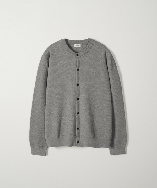레어토라 BARK CREW KNIT CARDIGAN - GREY MELANGE