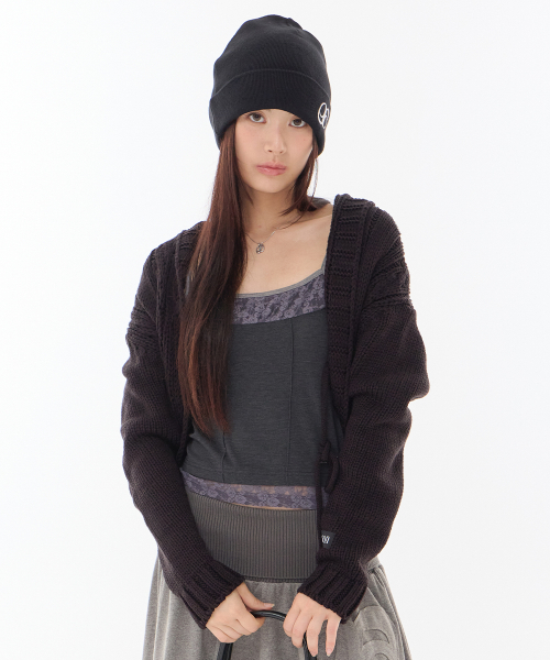 BRAID SHAWL CARDIGAN / BLACK