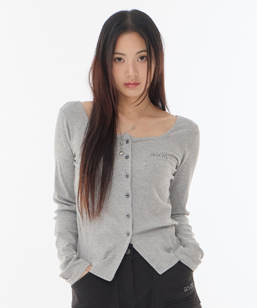 MUTE BUTTON CARDIGAN / GRAY