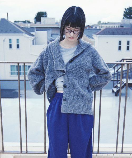 Side Button Knit Cardigan (Charcoal)