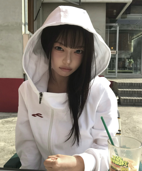 탄산마그네슘 마운틴 사이드 지퍼 후드집업 (화이트)