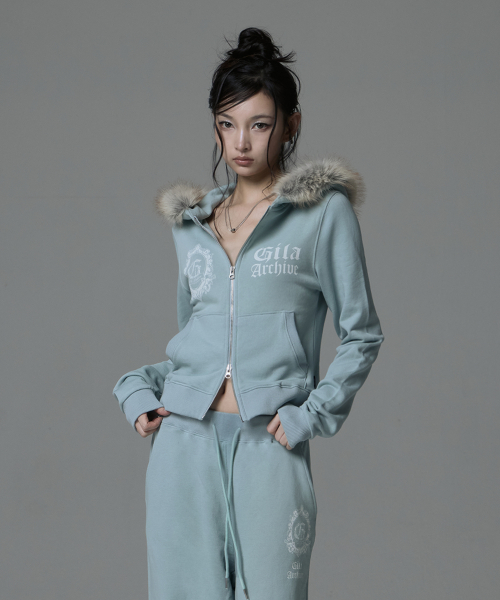길라아카이브 FUR SYMBOL LOGO HOOD ZIP-UP_MINT