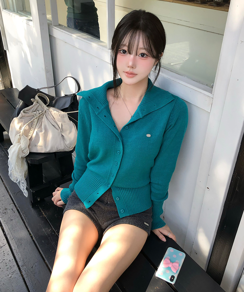 Soft High Neck Cardigan, TURQUOISE GREEN