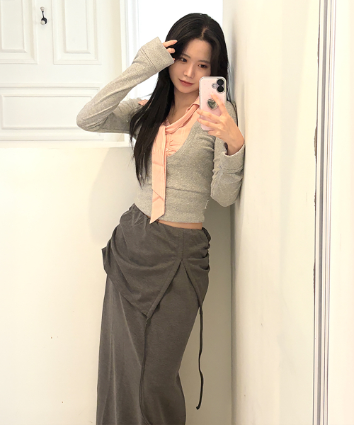 Shirring Layerd Long Skirt, 2colors