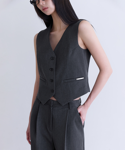 [SET-UP] Essential Tailored Vest, CHARCOAL