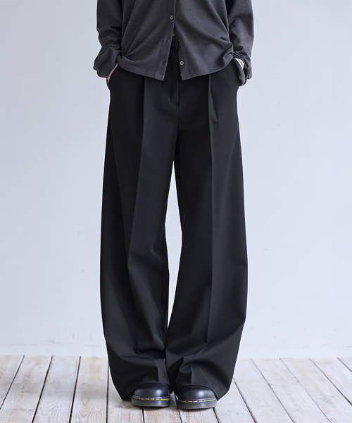 [SET-UP] Essential Tailored One-Tuck Straight Slacks, BLACK