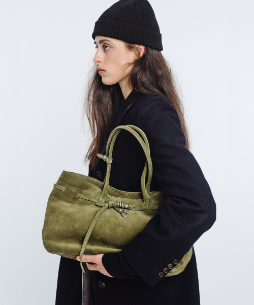 GRANDMA USED BAG LARGE_dark olive suede