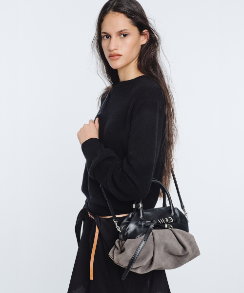 SOFT GRANDMA LAYERED MINI BAG_grey suede