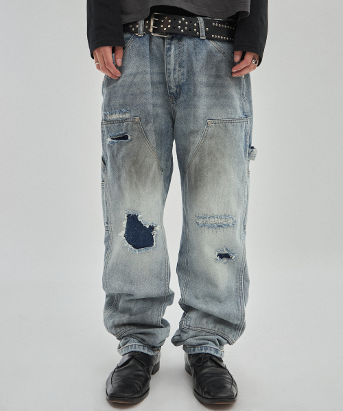 REGULAR DOUBLE KNEE PANTS [BLUE]