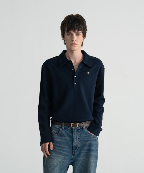 PIQUE LOGO POLO SHIRT - DARK NAVY