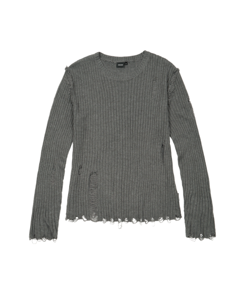 Destroyed Knit Sweater (Charcoal)