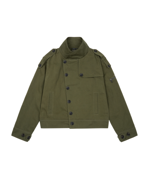 High Neck Trench Jacket (Khaki)