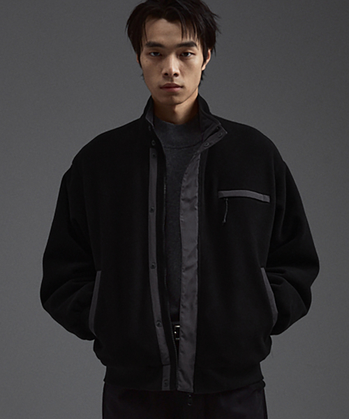 POLARTEC Reversible Fleece Warm-Up Jacket, Black