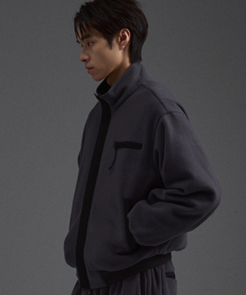 POLARTEC Reversible Fleece Warm-Up Jacket Charcoal Gray