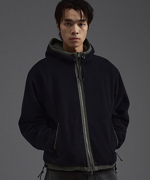 POLARTEC Fleece Hoodie Zip Up Jacket Black