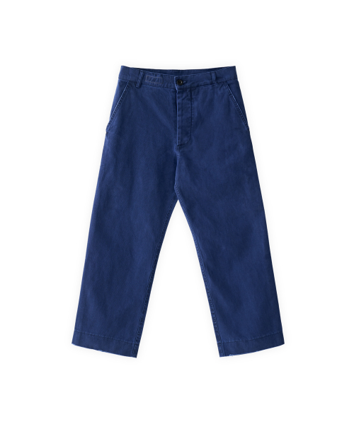 003 washed cotton crop pants in indigo