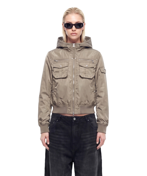 Daytona Nylon Hooded Jacket - Khaki Beige