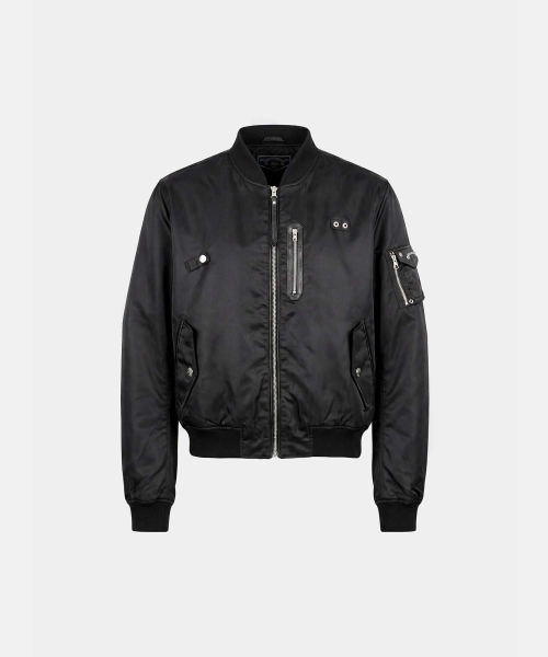 Satin Nylon MA-1 Jacket - Black