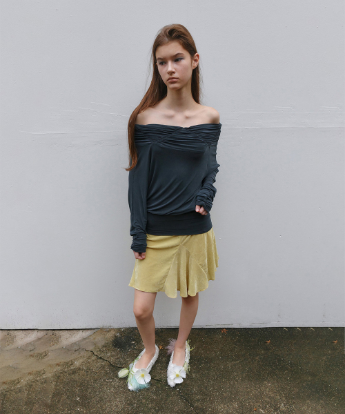Sheer Velvet Midi Skirt, Mustard