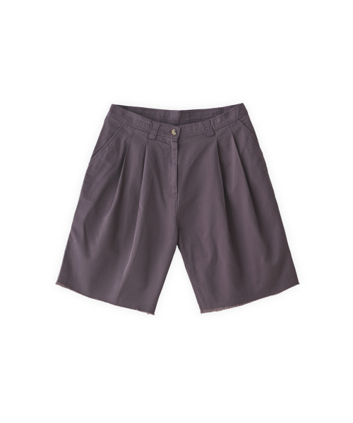 006 pleated Bermuda pants in washed purple