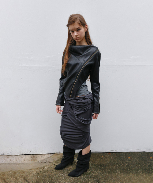Fluid Leather Jacket, Black