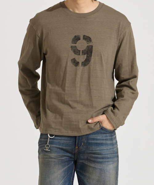 Nine - L Sleeve T-Shirt Army Green
