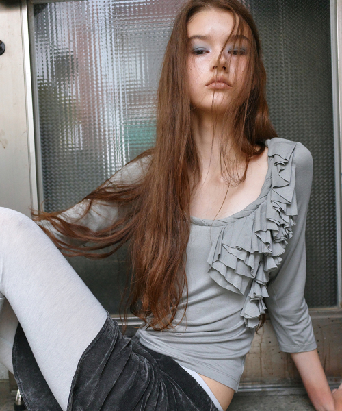 Ruffle Half Sleeve, Gray