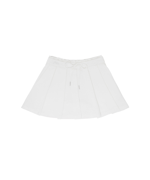 Drawstring Pleated Mini Skirt (cloud white)