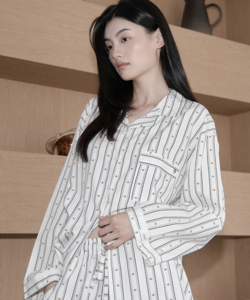 오프아워 오브제 [2SET] 아멜리 히솝 모달 긴팔 잠옷 세트