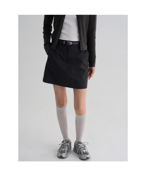 벨티드 미니 스커트 블랙